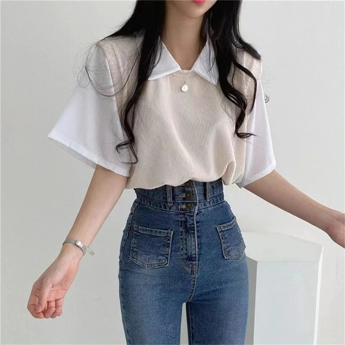 Zyrana Polo Layered Blouse