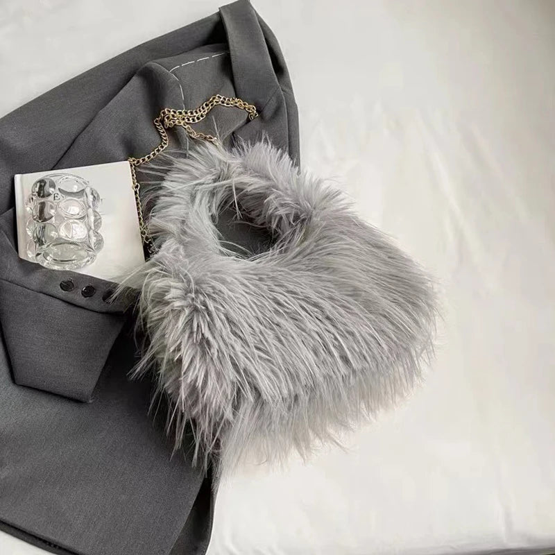 Zyrana Faux Fur Tassel Tote Bag