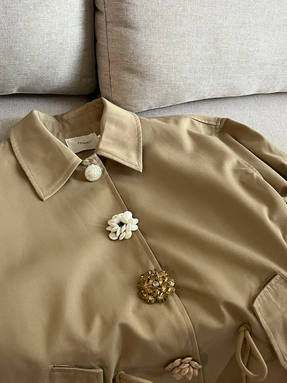 Zyrana Ciara Handmade Button Trench Coat