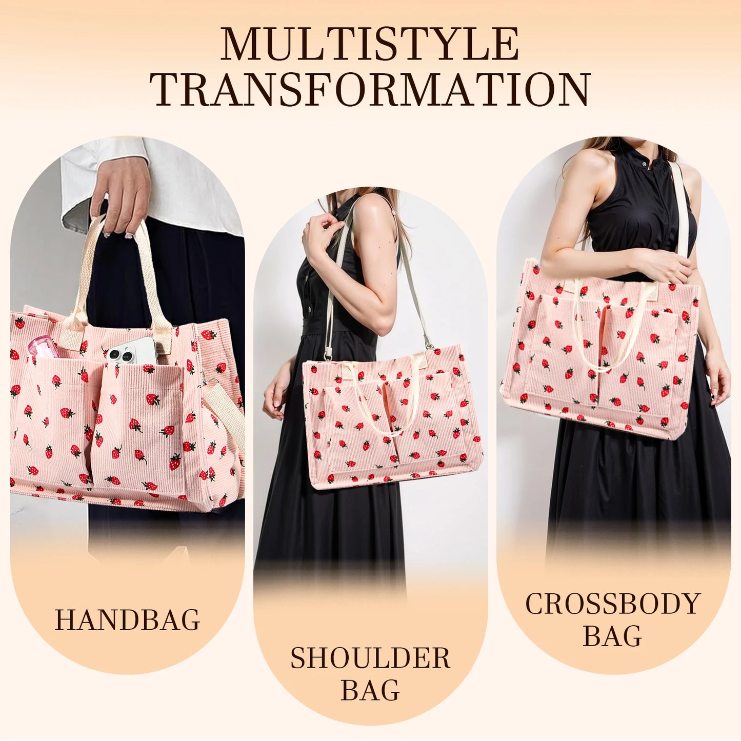Zyrana Minimalist Strawberry Patch Tote