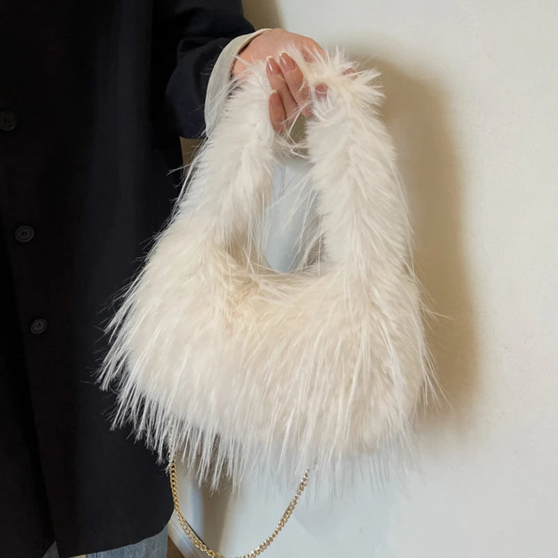 Zyrana Faux Fur Tassel Tote Bag