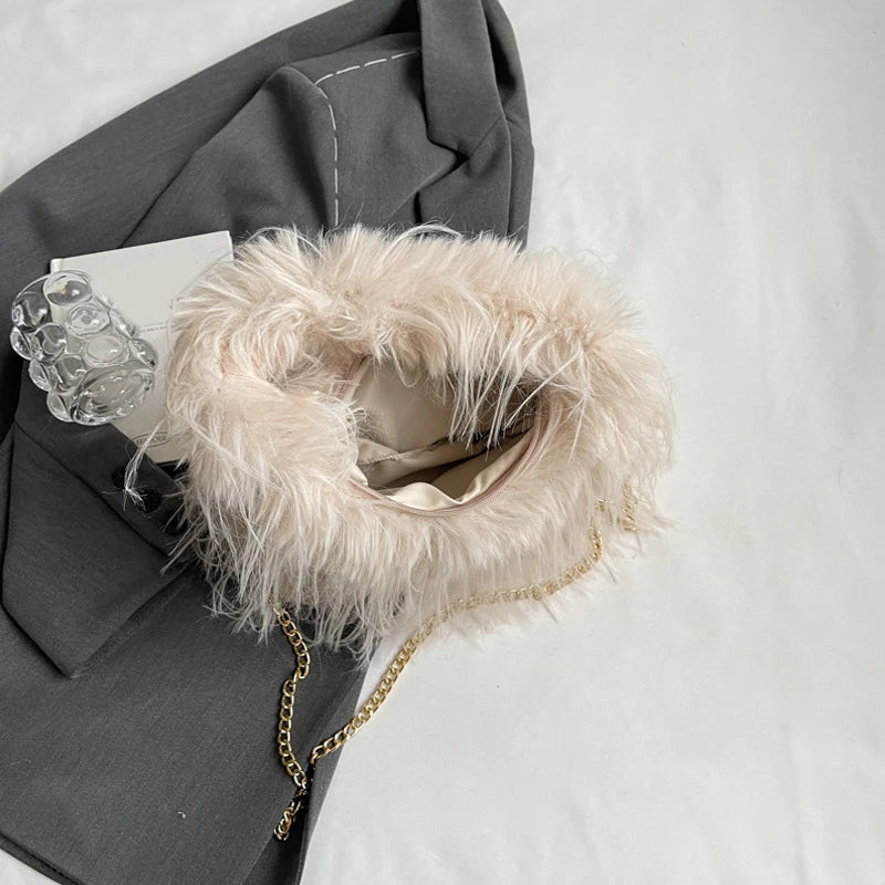 Zyrana Faux Fur Tassel Tote Bag