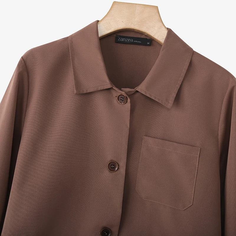 Zyrana Lapel Neck Loose Trench Coat