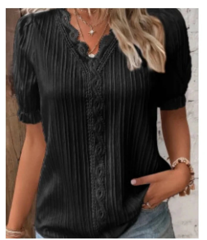 Zyrana V-Neck Summer Blouse