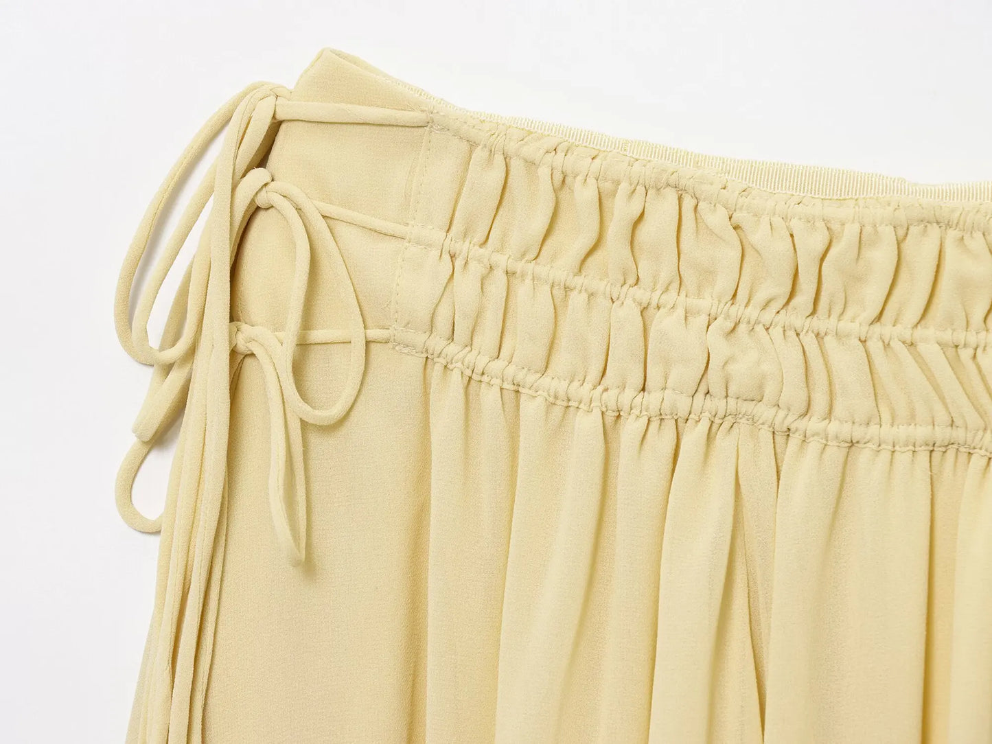 Zyrana Chiffon Midi Skirt with Side Drawstring