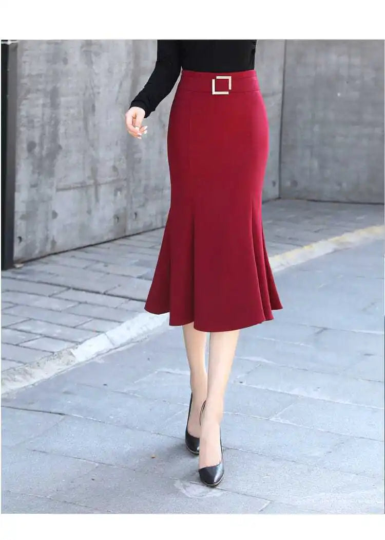 Zyrana High-Waist Midi Skirt