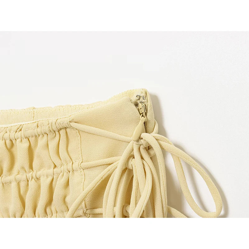 Zyrana Chiffon Midi Skirt with Side Drawstring