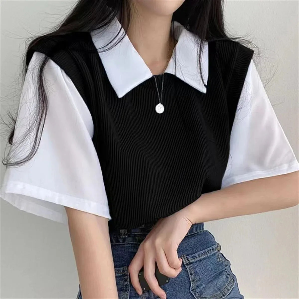 Zyrana Polo Layered Blouse