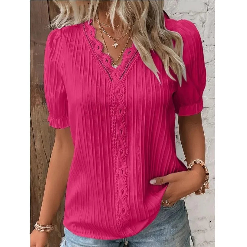 Zyrana V-Neck Summer Blouse