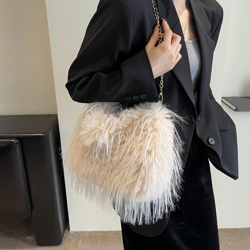Zyrana Faux Fur Tassel Tote Bag