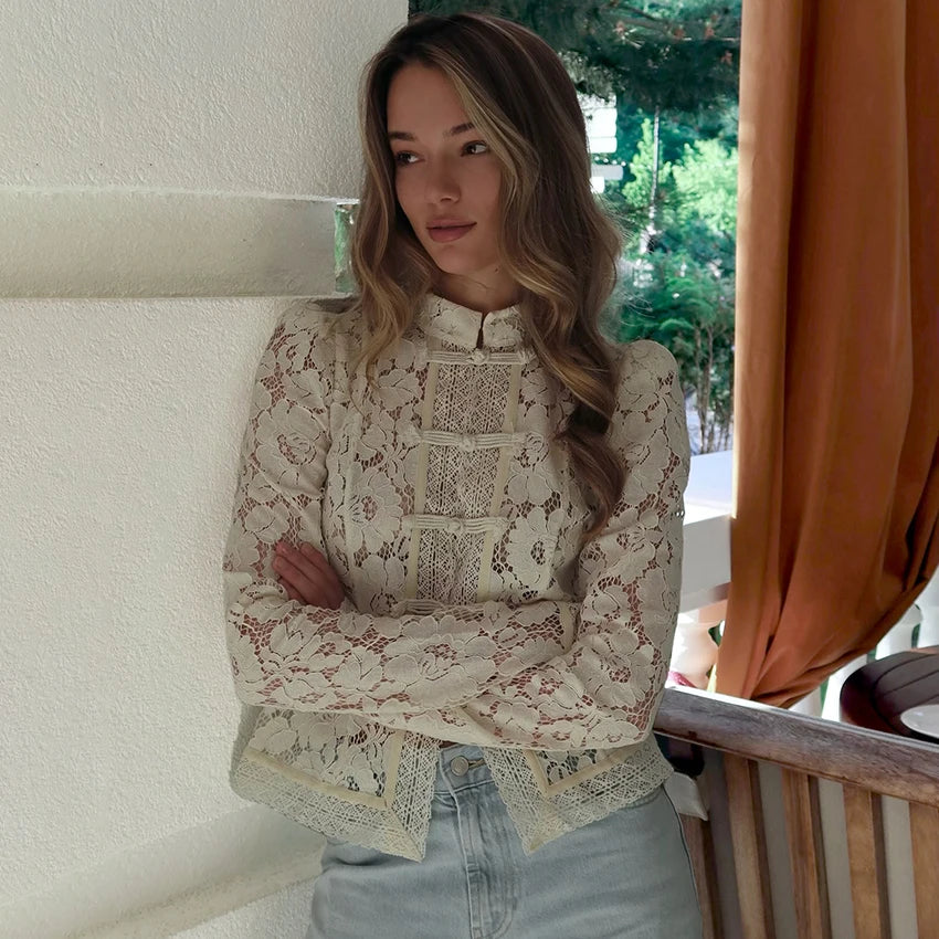 Zyrana Vintage Lace Blouse