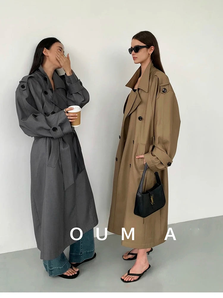 Zyrana Oversized Double-Breasted Trench Coat