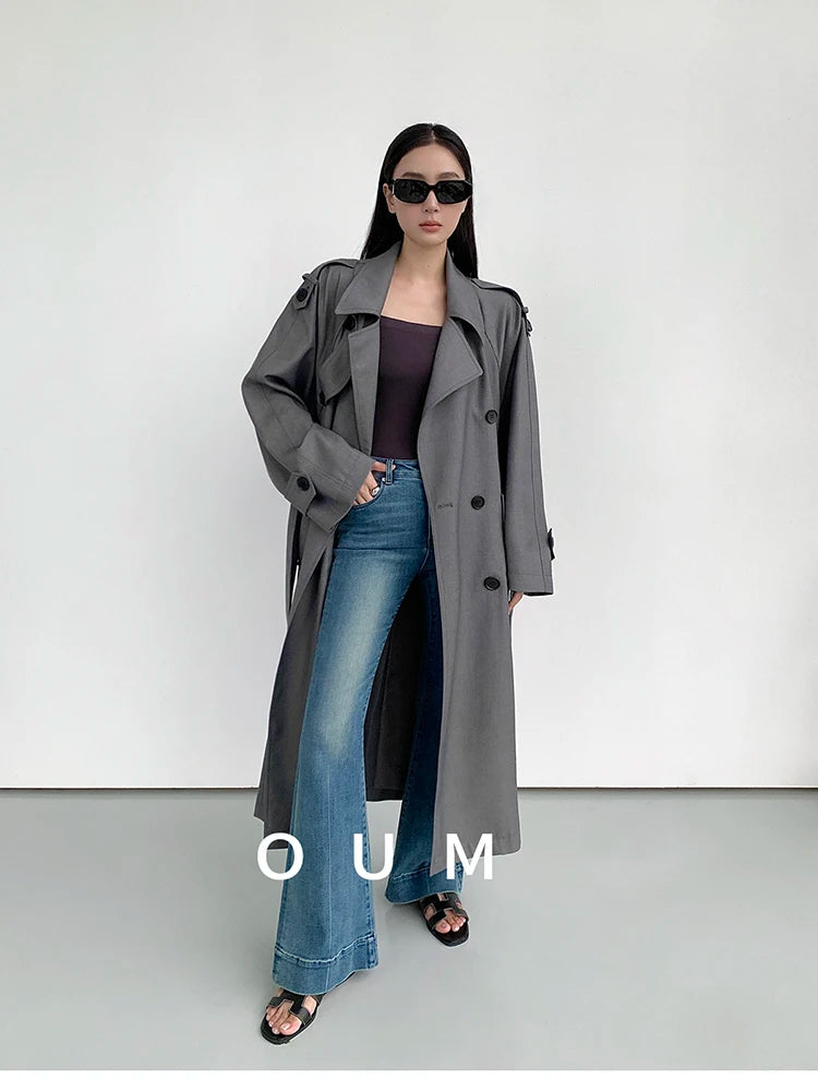 Zyrana Oversized Double-Breasted Trench Coat