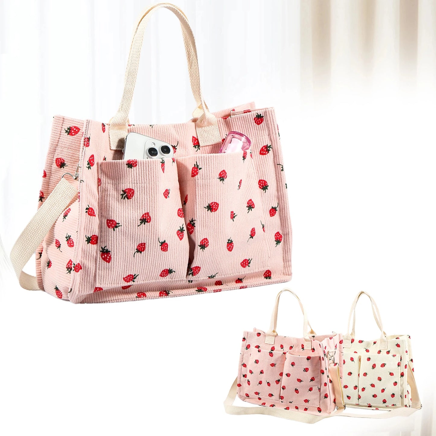 Zyrana Minimalist Strawberry Patch Tote