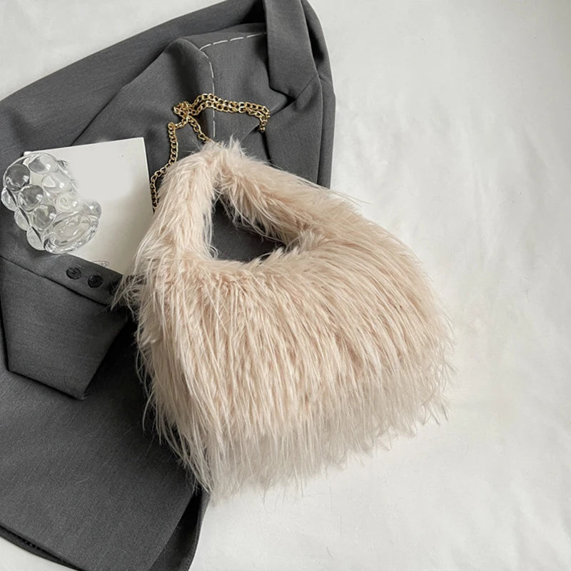 Zyrana Faux Fur Tassel Tote Bag