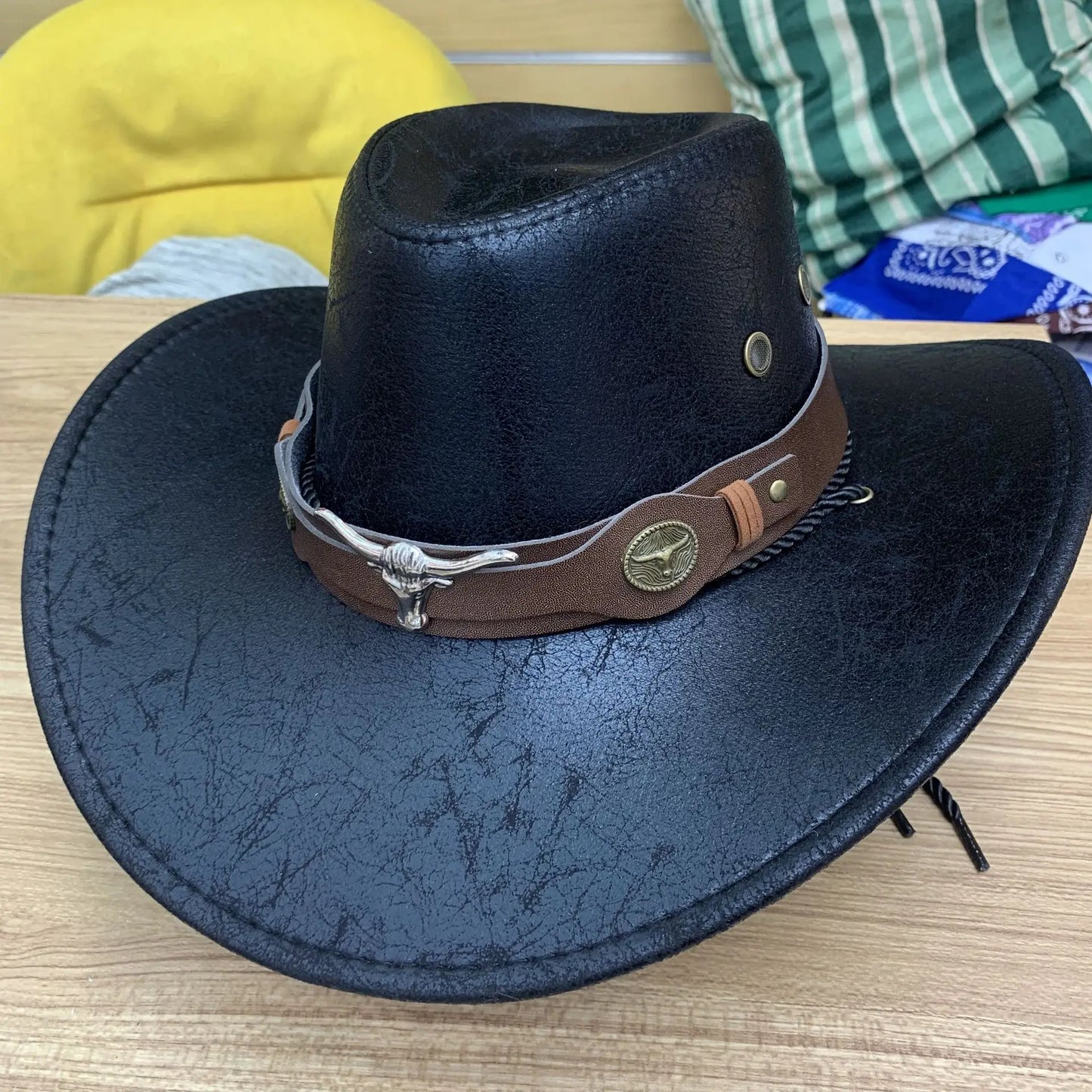 Zyrana Faux Leather Cowboy Hat