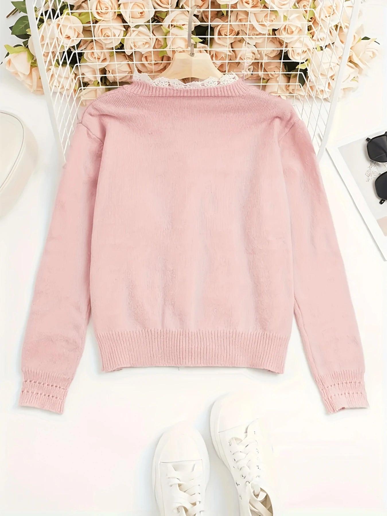 Zyrana Lace Patchwork Knitted Cardigan