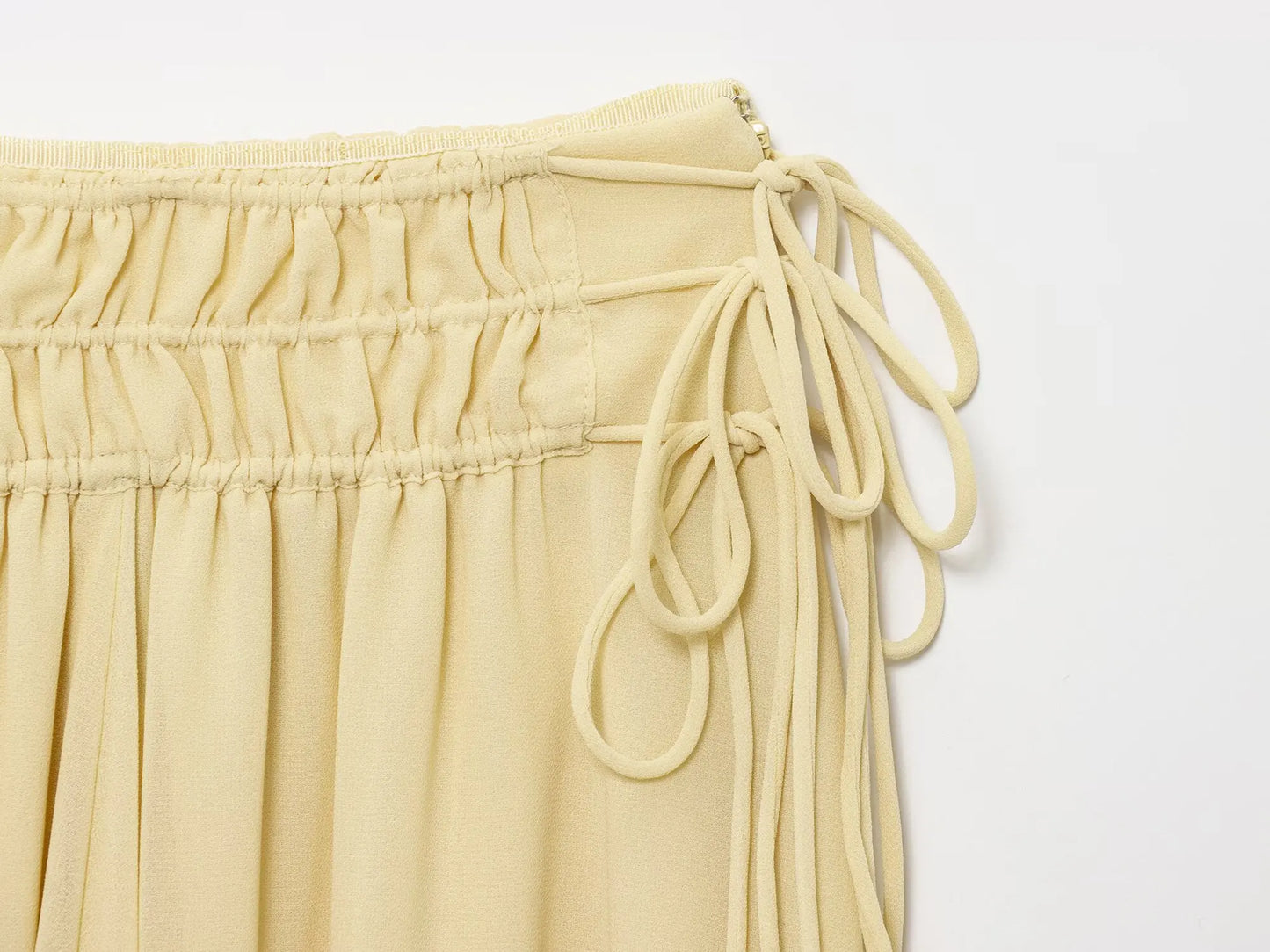 Zyrana Chiffon Midi Skirt with Side Drawstring
