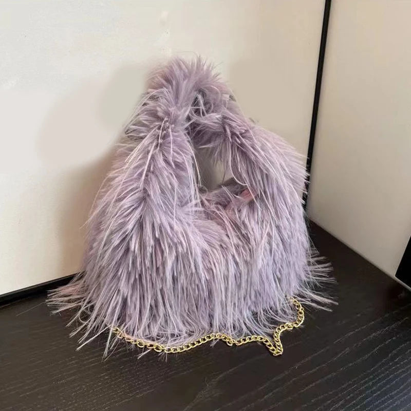 Zyrana Faux Fur Tassel Tote Bag