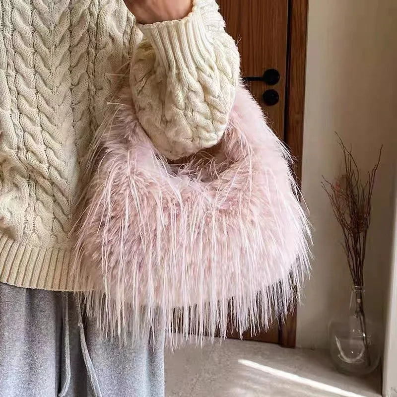 Zyrana Faux Fur Tassel Tote Bag