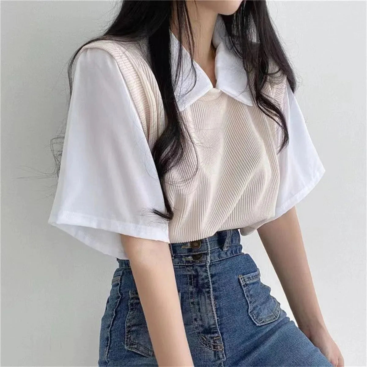 Zyrana Polo Layered Blouse