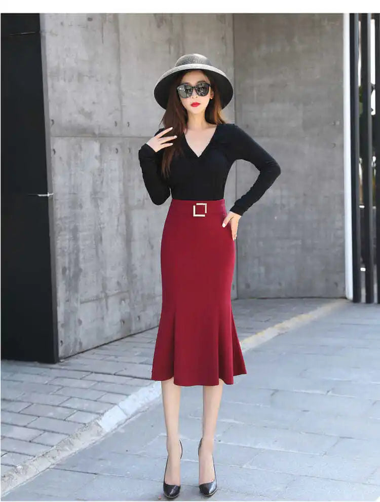 Zyrana High-Waist Midi Skirt