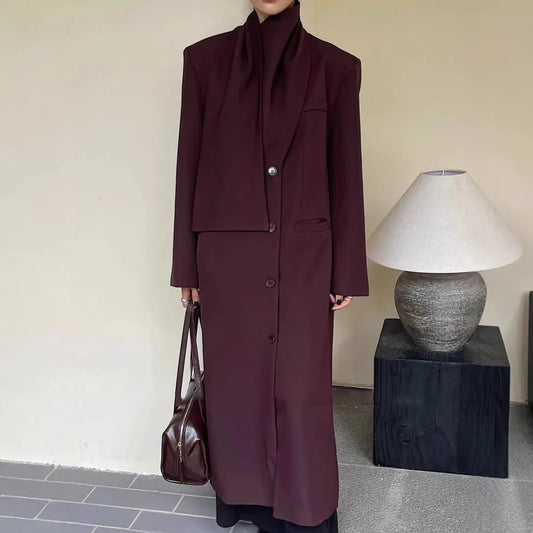 Zyrana Scarf Collar Trench Coat