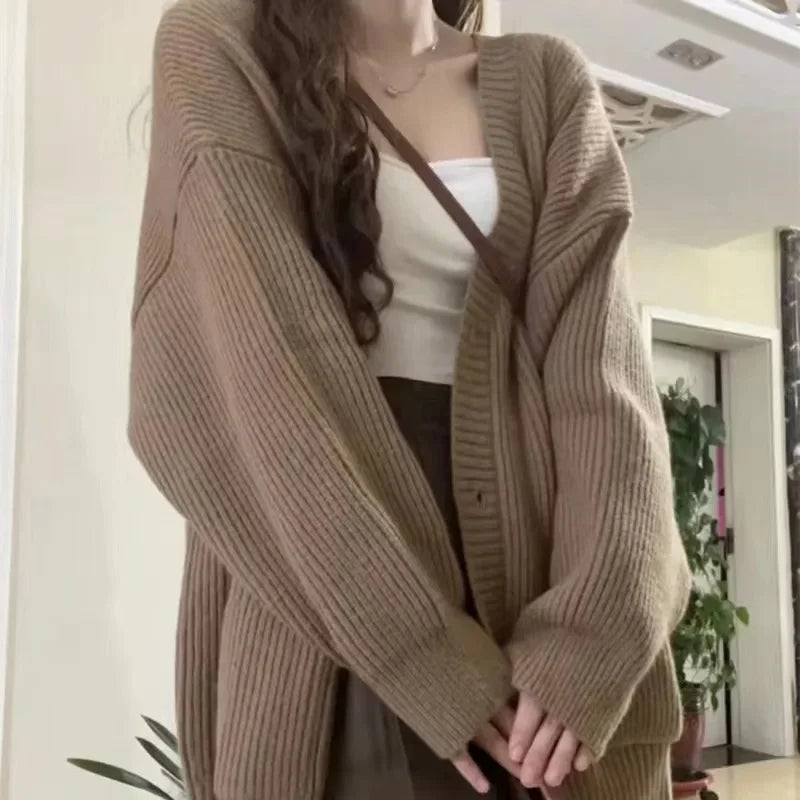 Zyrana V-Neck Loose Knit Cardigan