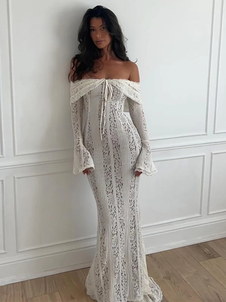 Julissa MO White Lace Maxi Dress
