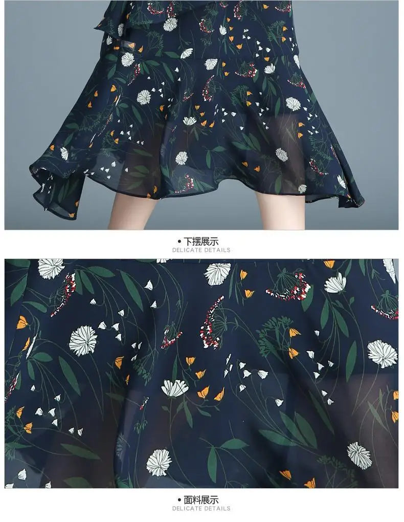 Zyrana Vintage Floral Midi Skirt