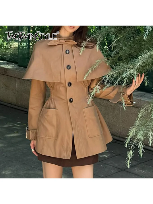 Zyrana Bowknot Trench Coat