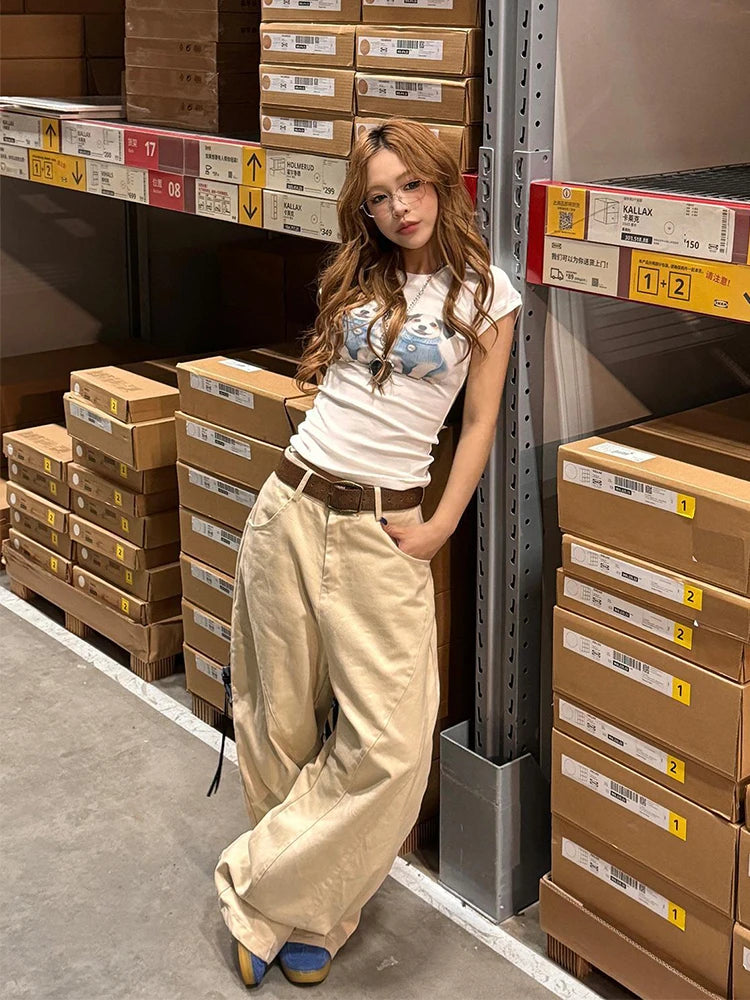 Zyrana White Wide-Leg Embroidered Jeans