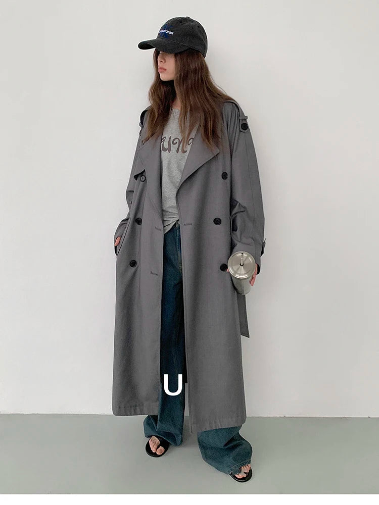 Zyrana Oversized Double-Breasted Trench Coat