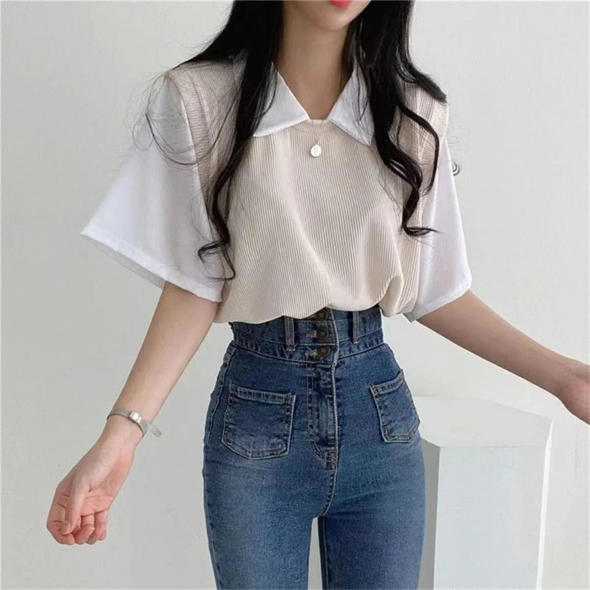 Zyrana Polo Layered Blouse
