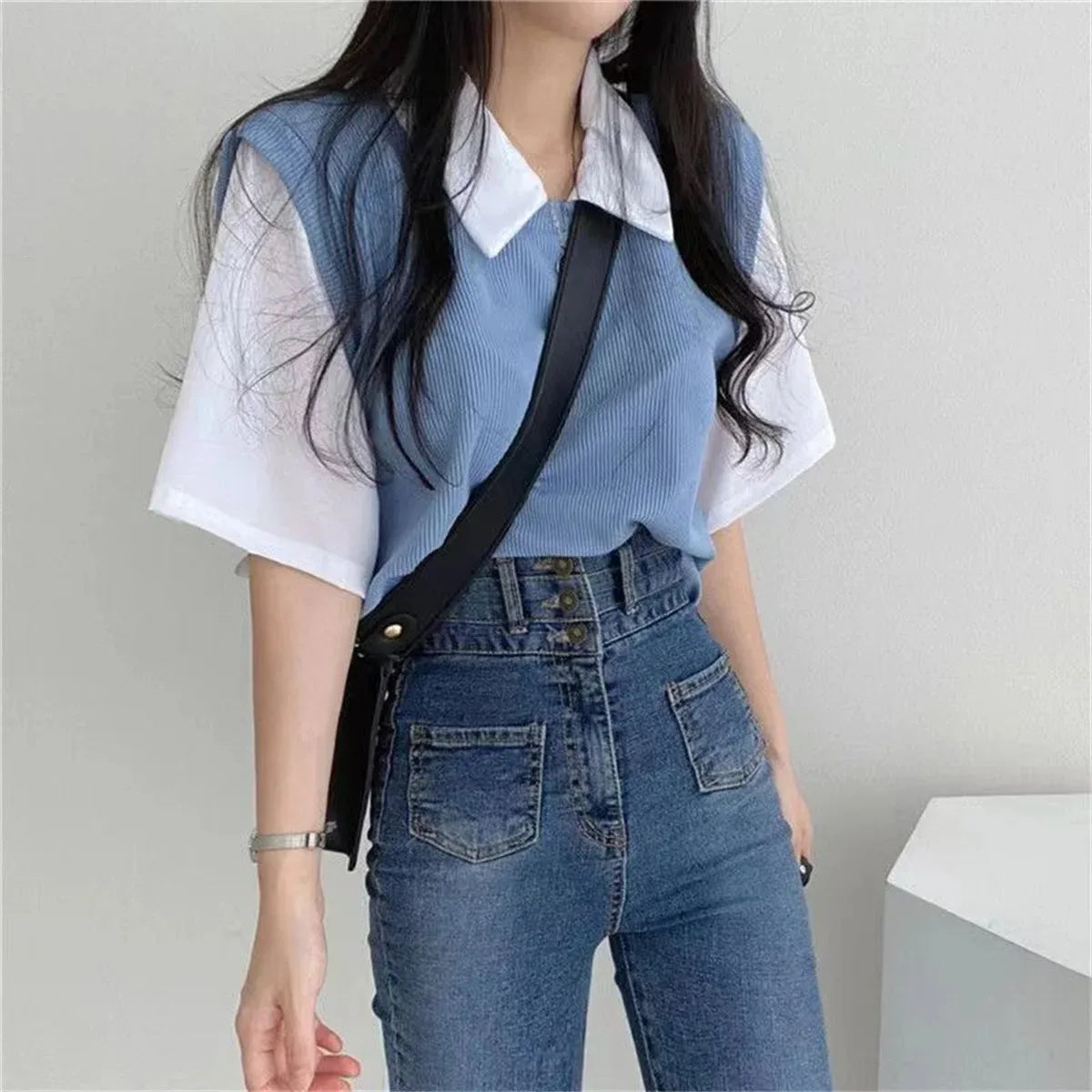 Zyrana Polo Layered Blouse