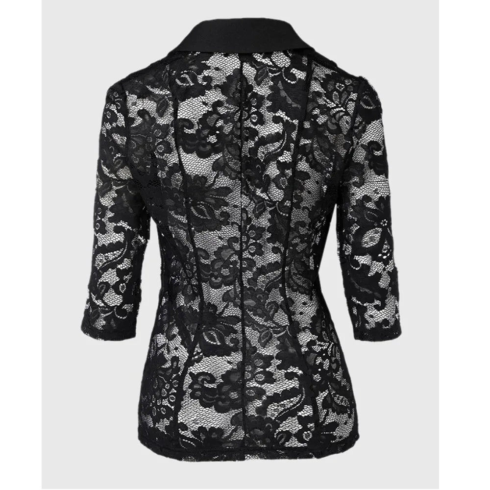 Zyrana Elegant Lace Blazer