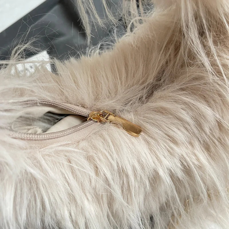 Zyrana Faux Fur Tassel Tote Bag