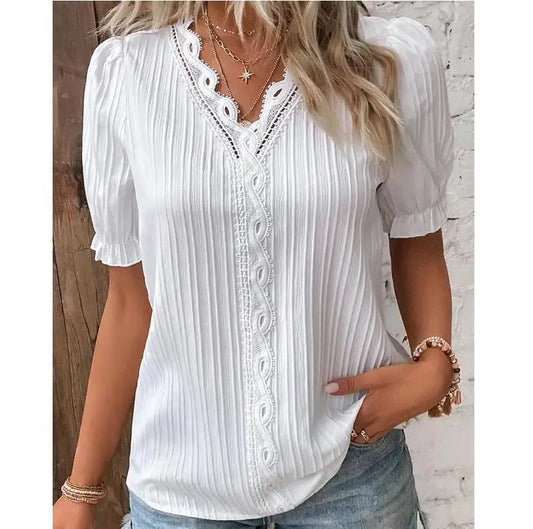 Zyrana V-Neck Summer Blouse