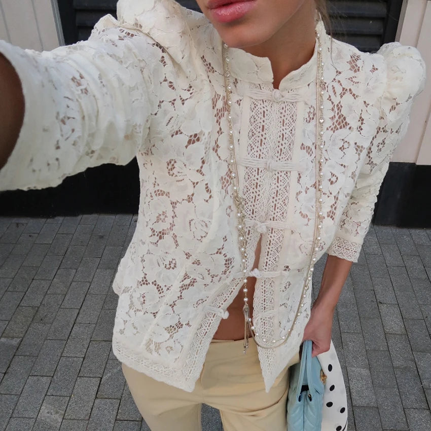 Zyrana Vintage Lace Blouse
