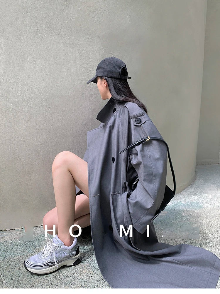Zyrana Oversized Double-Breasted Trench Coat